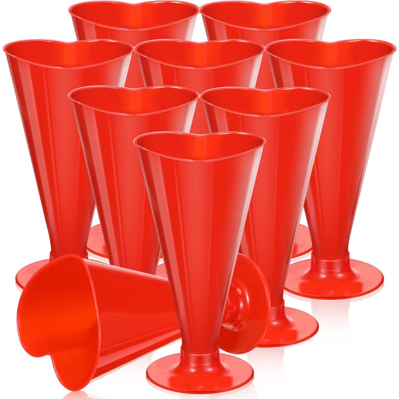 Ziliny 50 Pcs Valentine's Day Cups Valentine Shot Glasses 5.6 oz Heart Shaped Champagne Flutes Disposable Plastic Pink Red Heart Wine Glasses Cocktail Drinking for Birthday Wedding Party (Red) - Image 1