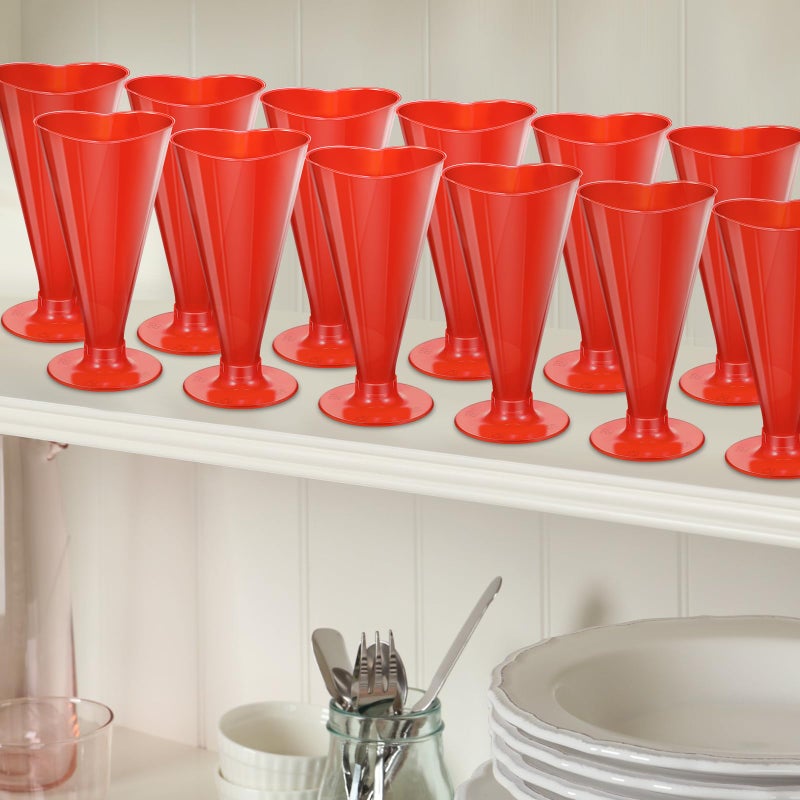 Ziliny 50 Pcs Valentine's Day Cups Valentine Shot Glasses 5.6 oz Heart Shaped Champagne Flutes Disposable Plastic Pink Red Heart Wine Glasses Cocktail Drinking for Birthday Wedding Party (Red) - Image 5