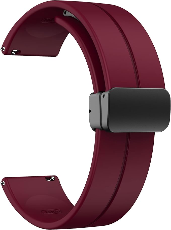 Unipha Magnetic Silicone Watch Band 22mm Quick Release, Soft Sport Strap with Magnetic Folding Clasp for Men & Women – Wine Red - Image 1