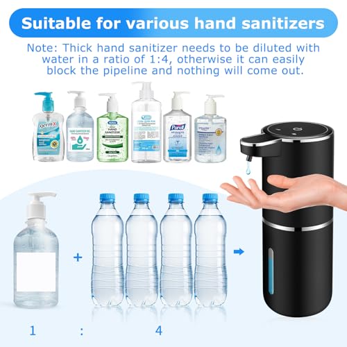 VZZNN 2 Pack Automatic Soap Dispenser,Automatic Liquid Soap Dispenser Touchless,12.8oz/380ml USB Rechargeabled Wall Mounted Smart Soap Dispensers for Bathroom Kitchen Dish Soap(Black) - Image 5