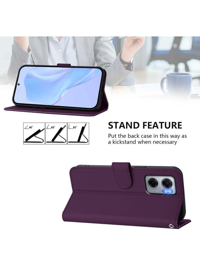 S-TOP Case For Redmi 10 5G / Note 11E 5G Skin Feel Solid Color Leather Phone Case with Lanyard - Image 3