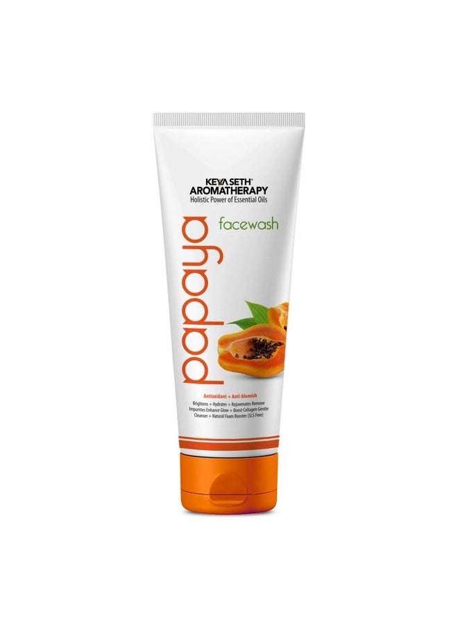 KEYA SETH AROMATHERAPY, DEVICE OF DROP Keya Seth Aromatherapy Papaya Facewash, Papaya Extract & Vit E Enriched Mild Foaming SLS Free Gentle Cleanser, Brightening & Anti Blemish 100ml  - Image 1