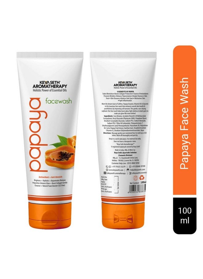 KEYA SETH AROMATHERAPY, DEVICE OF DROP Keya Seth Aromatherapy Papaya Facewash, Papaya Extract & Vit E Enriched Mild Foaming SLS Free Gentle Cleanser, Brightening & Anti Blemish 100ml  - Image 2