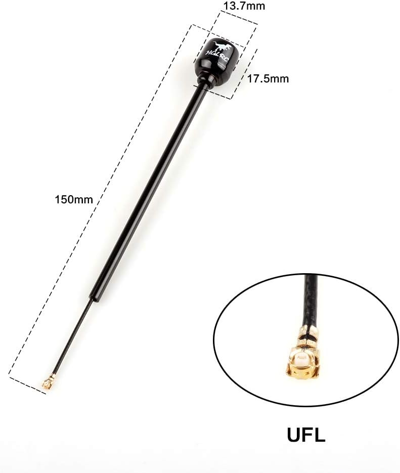 HGLRC LHCP Long Range Antenna FPV Hammer 2.5dBi Mini 5.8G for RC Drone (2pcs Long UFL) - Image 1