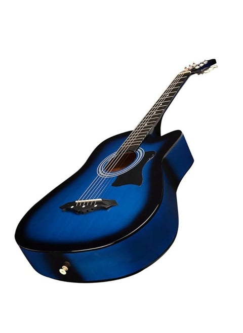 Megarya Flamingo Series Blue MF38BL Acoustic Guitar Made by Linden Binding and Full Wood Construction with Geared Tuning, Wood Frame and Steel Strings