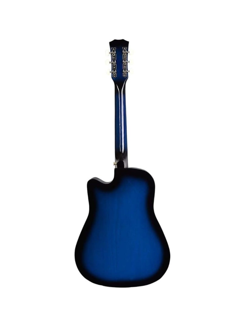 Megarya Flamingo Series Blue MF38BL Acoustic Guitar Made by Linden Binding and Full Wood Construction with Geared Tuning, Wood Frame and Steel Strings