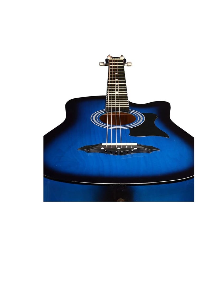 Megarya Flamingo Series Blue MF38BL Acoustic Guitar Made by Linden Binding and Full Wood Construction with Geared Tuning, Wood Frame and Steel Strings