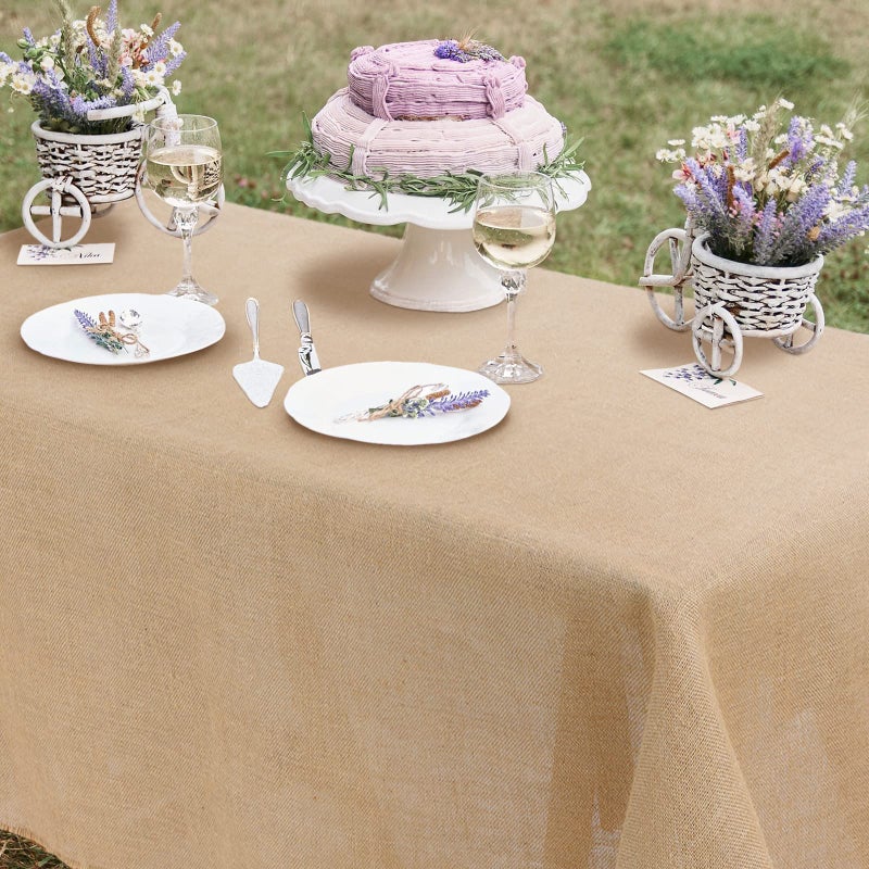 Kingdder غطاء طاولة من الخيش الطبيعي من كينغدر، مستطيل، غطاء طاولة خيش ريفي لحفلات العطلات، مطبخ، داخلي، طاولة منزلية (1 قطعة، 63 × 108 بوصة) - Image 5
