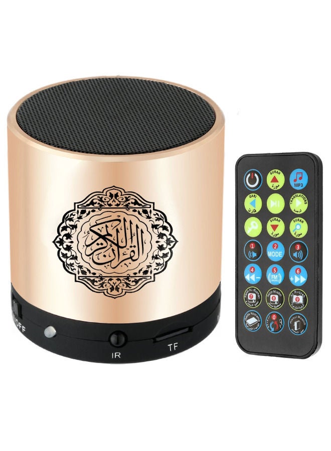 مكبر صوت للقرآن الكريم SQ200 بسعة 8 جيجابايت قابل لإعادة الشحن وجهاز تحكم عن بعد باللون الذهبي - Image 1