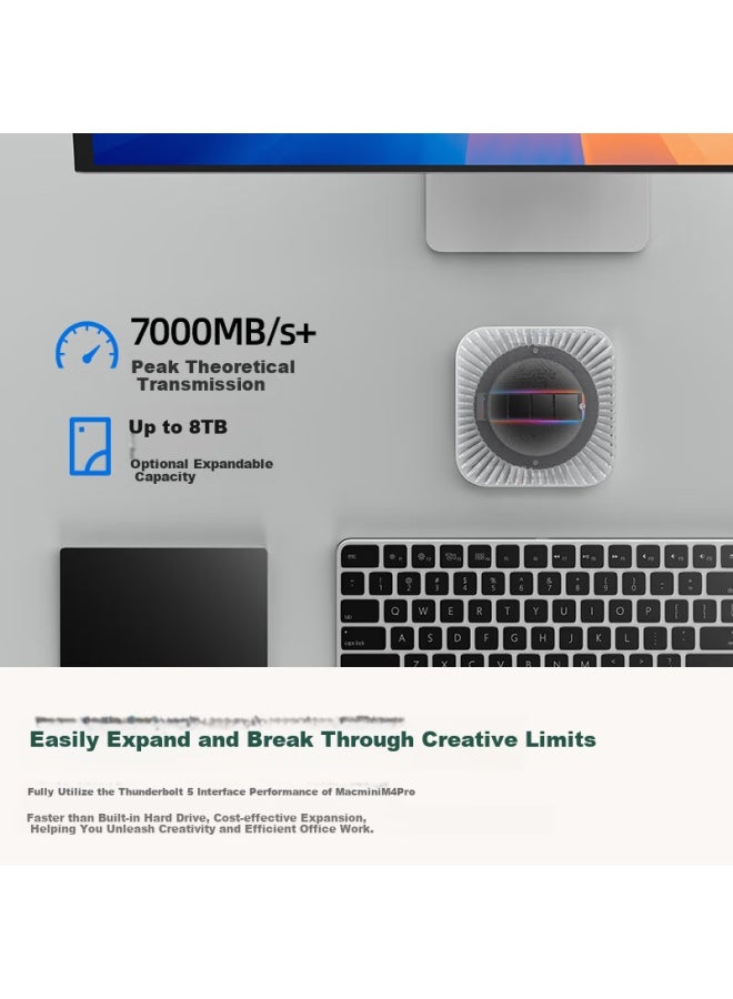 MOVESPEED Move Speed External Ssd Enclosure For Macmini M4 Pro, Thunderbolt 5 Interface, 80g Transmission, Supports M.2 Nvme Pcie 4.0, Expansion Storage With Heat Dissipation - Image 2