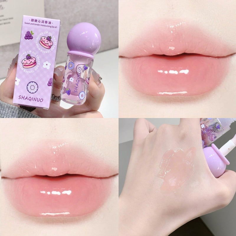 DENESTUP 4 Pcs Hydrating Lip Gloss Oil Set, Fruit Flavored Lip Gloss Set Shiny Lip Oil, Cute Lip Jelly for Women, Party Gift, Non-toxic Make-up - Image 3