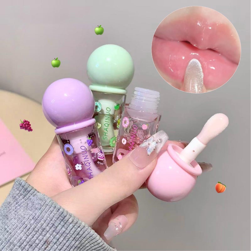 DENESTUP 4 Pcs Hydrating Lip Gloss Oil Set, Fruit Flavored Lip Gloss Set Shiny Lip Oil, Cute Lip Jelly for Women, Party Gift, Non-toxic Make-up - Image 2