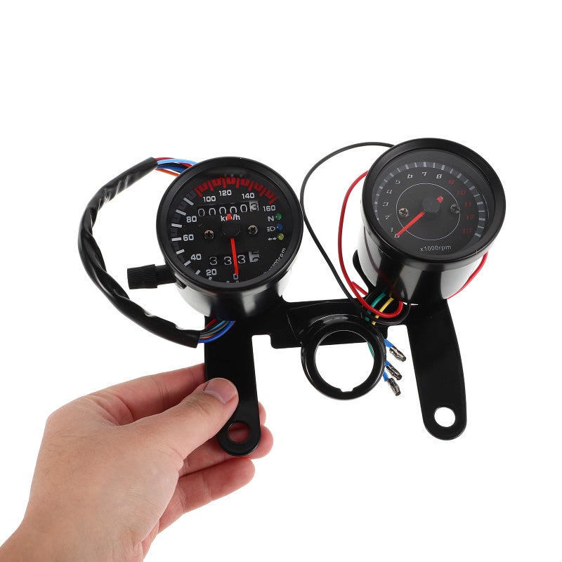Retro Motorcycle Digital Speedometer Gauge With Metal Bracket Dual Mileage Display - Image 4