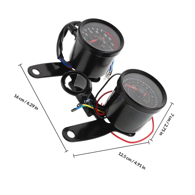 Retro Motorcycle Digital Speedometer Gauge With Metal Bracket Dual Mileage Display - Image 3