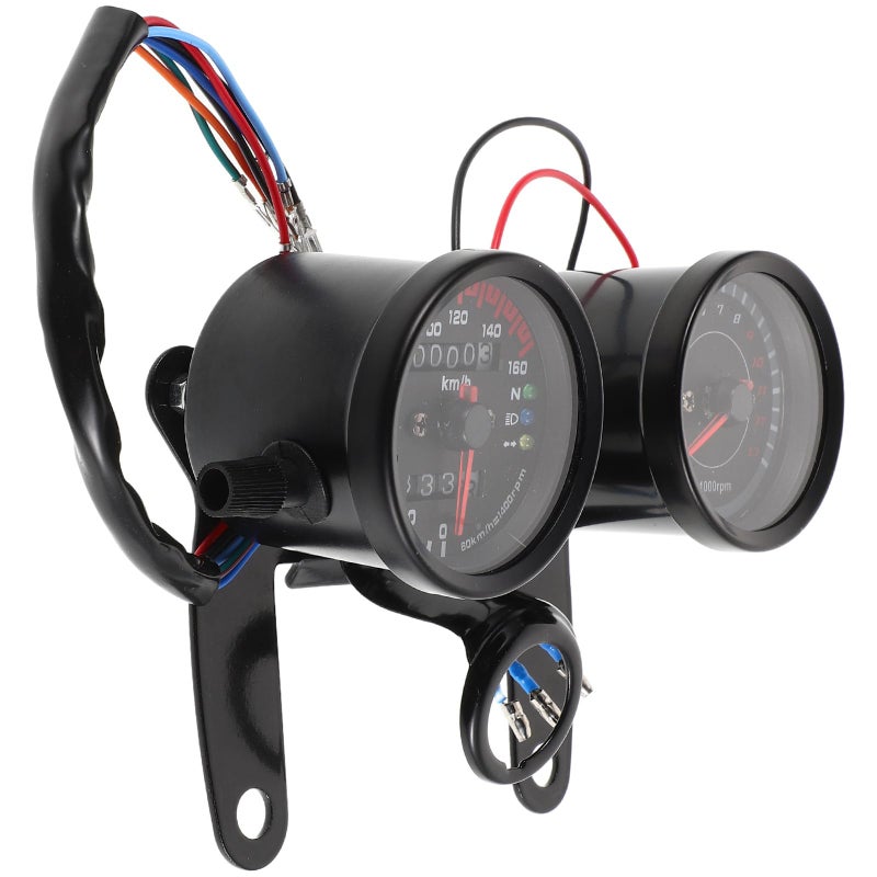 Retro Motorcycle Digital Speedometer Gauge With Metal Bracket Dual Mileage Display - Image 2