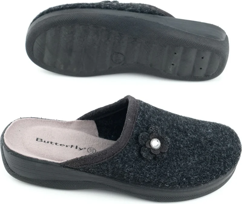 جيزر Butterfly Women's Winter Felt Comfortable Sole Home Garden Slippers
