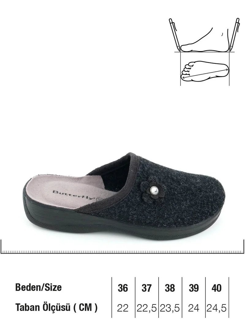 جيزر Butterfly Women's Winter Felt Comfortable Sole Home Garden Slippers