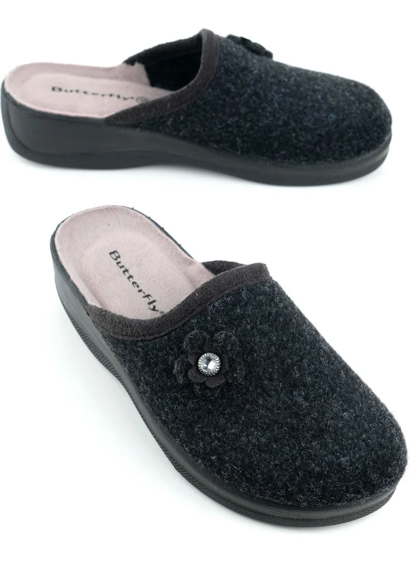 جيزر Butterfly Women's Winter Felt Comfortable Sole Home Garden Slippers
