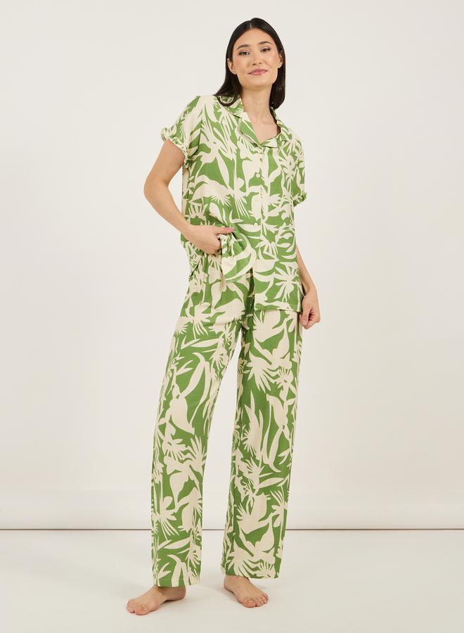 Styli All Over Floral Print Viscose Shirt & Pyjama Set  - Image 1