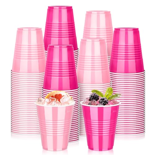 KesaPlan 50 PCS 12 OZ Plastic Cups Party Cups Light Pink and Hot Pink Cups Disposable Drinking Cup Bulk For Bachelor Party Valentines Galentines Day Wedding Birthday Picnic Festive Celebrations - Image 2
