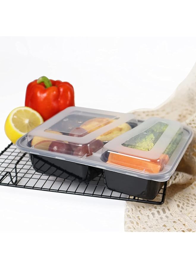 البيادر حاويات تحضير الوجبات [عبوة من 10 قطع] 2 حجرة مع أغطية، حاويات تخزين طعام، صندوق بينتو، خالية من مادة BPA، قابلة للتكديس، آمنة للاستخدام في الميكروويف/غسالة الأطباق/الفريزر (32 أونصة) - Image 5