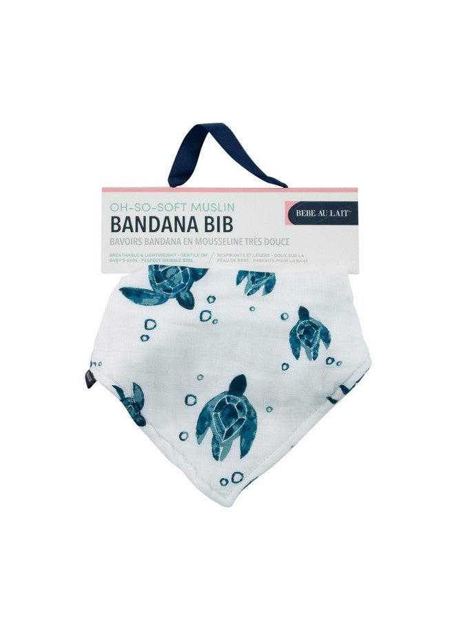 Bebe au Lait Bebe au Lait Oh So Soft Muslin Baby Bandana Bib, 4-Layer Muslin Design, Stylish Pattern - Sea Turtles - Image 3