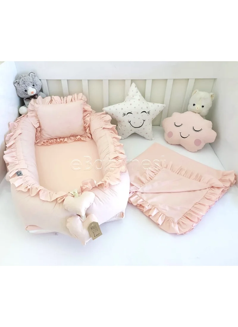 Ebabynest Plain Color Series Powder Ruffle Babynest Set