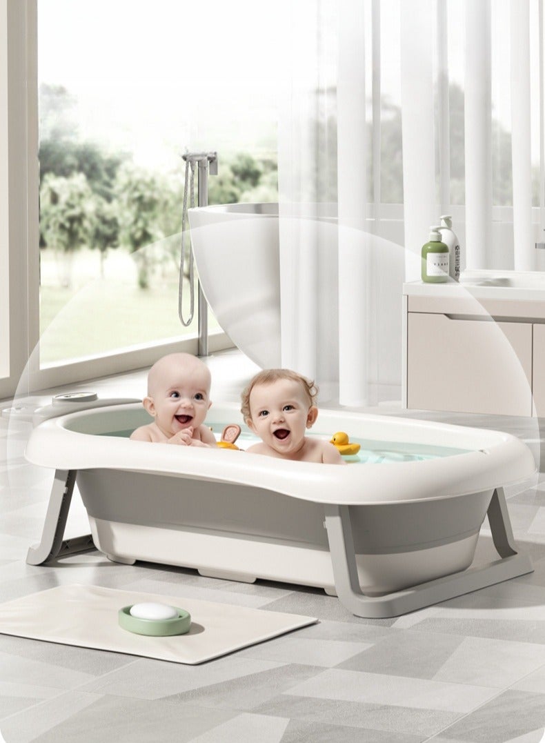 Baby Portable Foldable Bathtub For Newborn to Toddler With Soft Cushion Water Plug And Anti Slip Support Legs No-Slip Hanging And Detachable Bathtub - Image 4