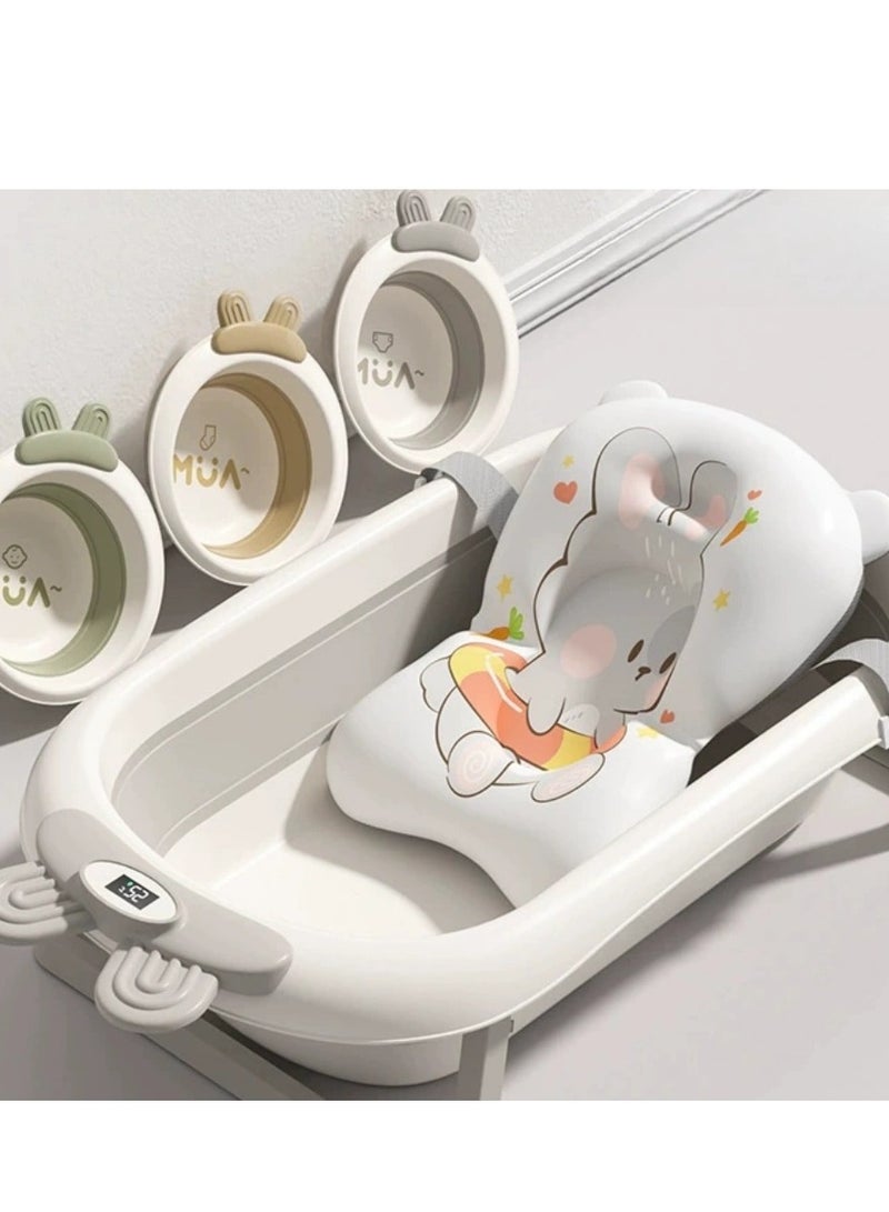 Baby Portable Foldable Bathtub For Newborn to Toddler With Soft Cushion Water Plug And Anti Slip Support Legs No-Slip Hanging And Detachable Bathtub - Image 1