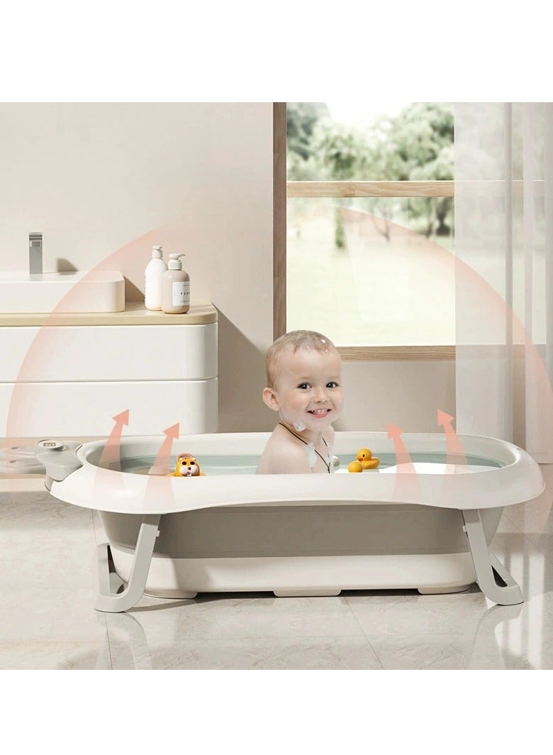 Baby Portable Foldable Bathtub For Newborn to Toddler With Soft Cushion Water Plug And Anti Slip Support Legs No-Slip Hanging And Detachable Bathtub - Image 2
