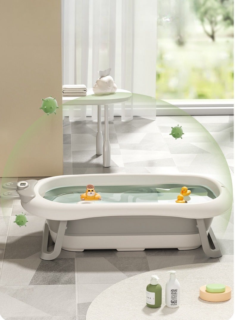 Baby Portable Foldable Bathtub For Newborn to Toddler With Soft Cushion Water Plug And Anti Slip Support Legs No-Slip Hanging And Detachable Bathtub - Image 3
