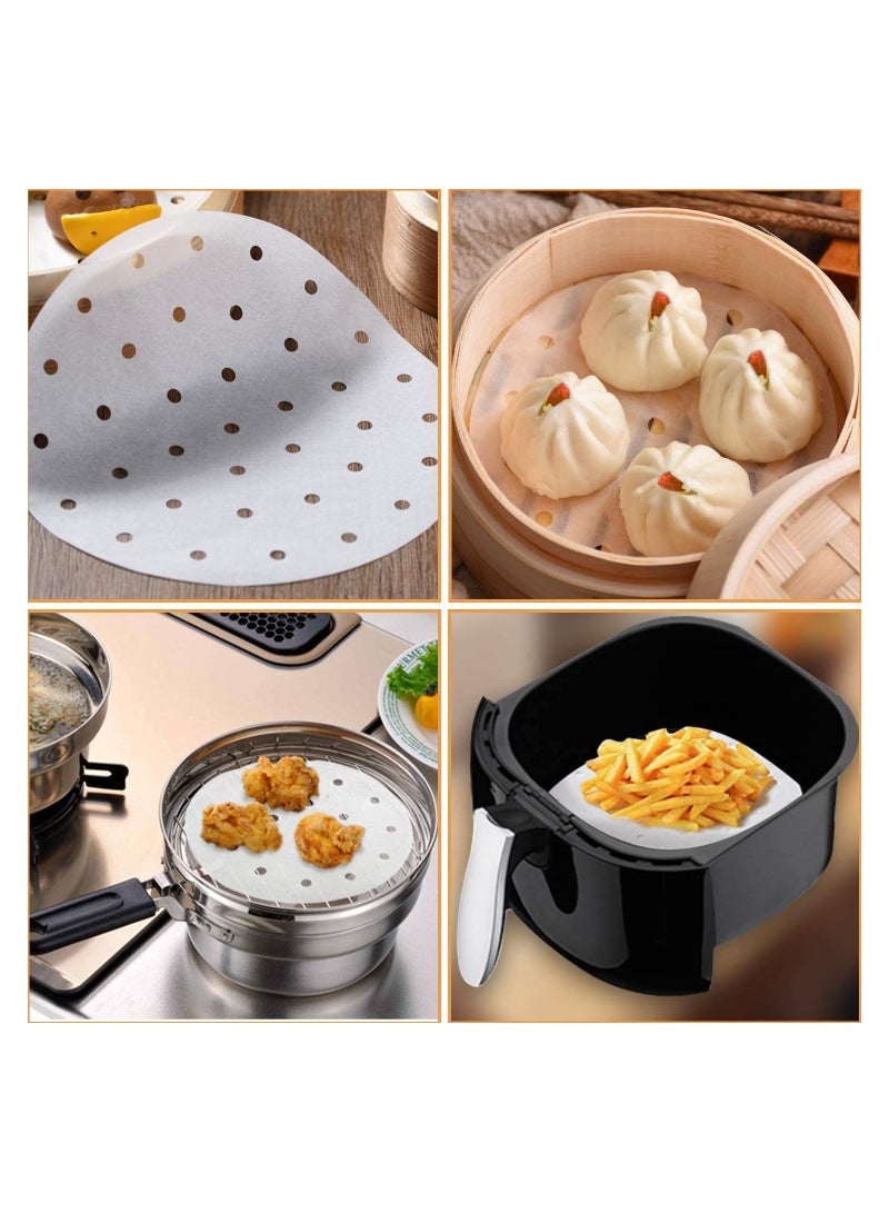 GGEROU 7 Inch Round Air Fryer Parchment Paper 100 Pcs Perforated Air Fryer Paper for Bamboo Steamer, Steam Basket, Bake, Oven - Image 5