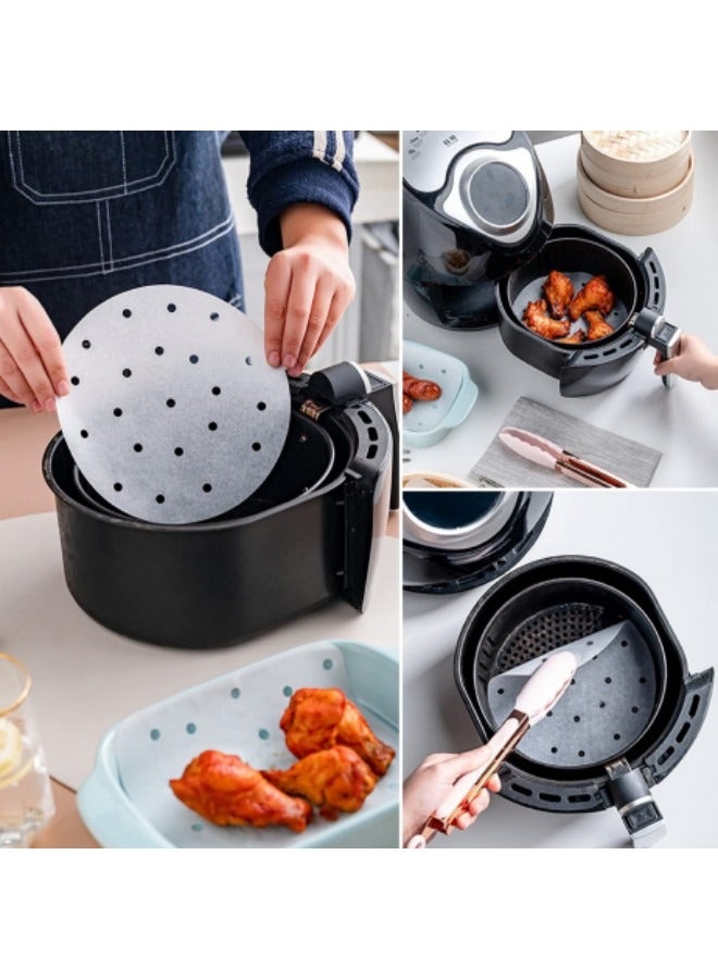 GGEROU 7 Inch Round Air Fryer Parchment Paper 100 Pcs Perforated Air Fryer Paper for Bamboo Steamer, Steam Basket, Bake, Oven - Image 4