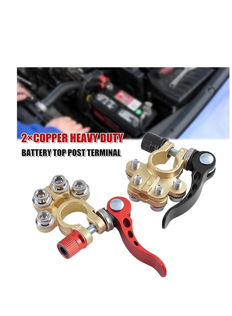 Battery Terminal Clamp Connectors, 2Pcs 4 Way Positive Negative Car Battery Terminals Connector - Image 2