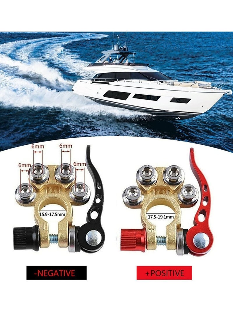 Battery Terminal Clamp Connectors, 2Pcs 4 Way Positive Negative Car Battery Terminals Connector - Image 4