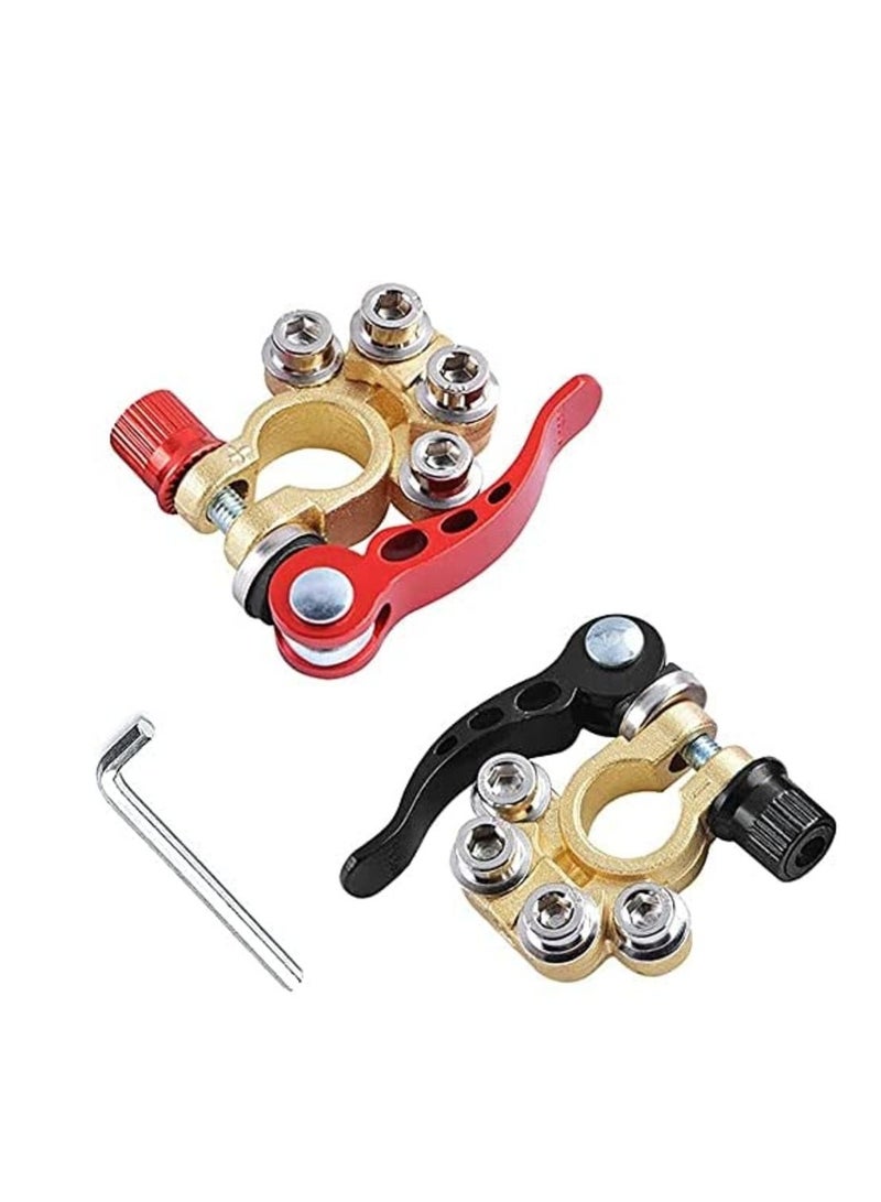 Battery Terminal Clamp Connectors, 2Pcs 4 Way Positive Negative Car Battery Terminals Connector - Image 1