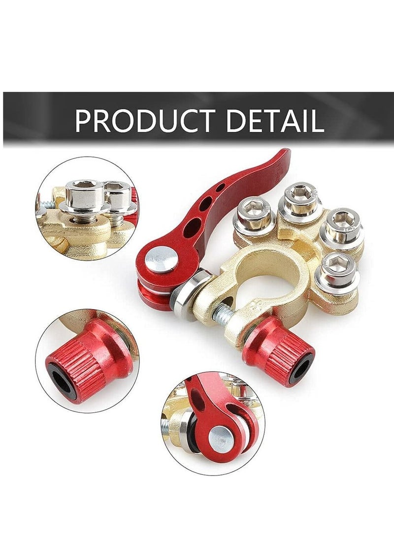 Battery Terminal Clamp Connectors, 2Pcs 4 Way Positive Negative Car Battery Terminals Connector - Image 3