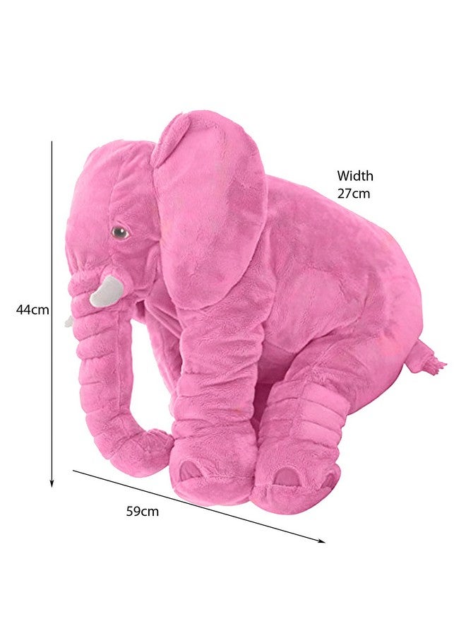دير جوي وسادة أطفال محشوة بالألياف الكبيرة من DearJoy ولعبة ناعمة على شكل فيل محشو من مادة وسادة العناق المحشوة للأطفال الأولاد/البنات كهدية عيد ميلاد (60 سم، وردي) بوليستر - Image 3