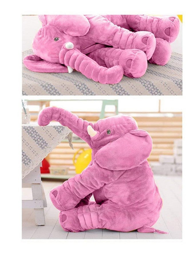 دير جوي وسادة أطفال محشوة بالألياف الكبيرة من DearJoy ولعبة ناعمة على شكل فيل محشو من مادة وسادة العناق المحشوة للأطفال الأولاد/البنات كهدية عيد ميلاد (60 سم، وردي) بوليستر - Image 4