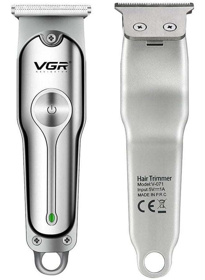 ماكينة قص الشعر الاحترافية VGR V-071 من الفولاذ المقاوم للصدأ مع شحن USB و3 أمشاط - Image 2