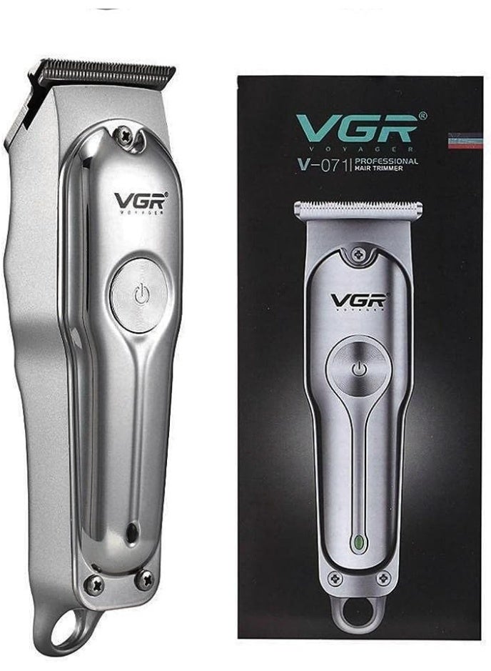 ماكينة قص الشعر الاحترافية VGR V-071 من الفولاذ المقاوم للصدأ مع شحن USB و3 أمشاط - Image 1