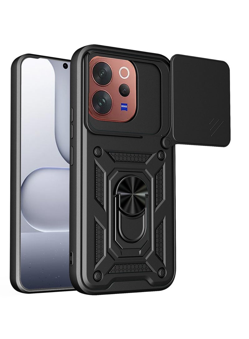 general Case for Vivo V70, Shockproof PC + TPU Mobile Phone Case, Premium Silicone, Scratch-Resistant, Military Grade Protective Case with Magnetic Ring Stand and Camera Cover - Image 1