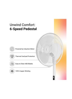 Generic atomberg Stelios Pro 400mm Pedestal Fan for Home | High Speed Stand Fan | LED Display | 6 Speeds | Remote with Oscillation,Timer,Sleep | Induction Motor | 1+1 Year Warranty (Snow White)  - Image 2