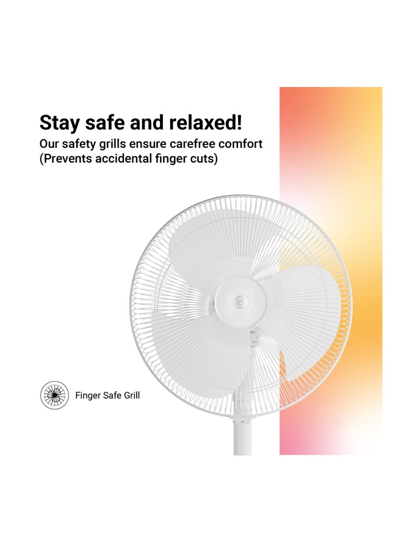 Generic - atomberg Stelios Pro 400mm Pedestal Fan for Home | High Speed Stand Fan | LED Display | 6 Speeds | Remote with Oscillation,Timer,Sleep | Induction Motor | 1+1 Year Warranty (Snow White) - Image 1