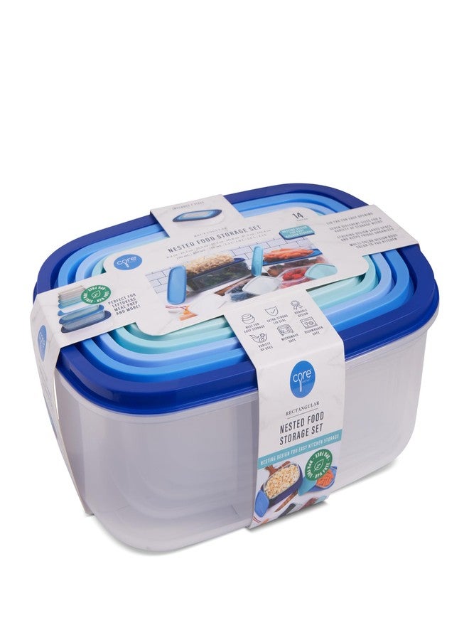 Core Kitchen 14 Piece Rectangular Food Storage Bowl Set - Blue Ombre - Image 4