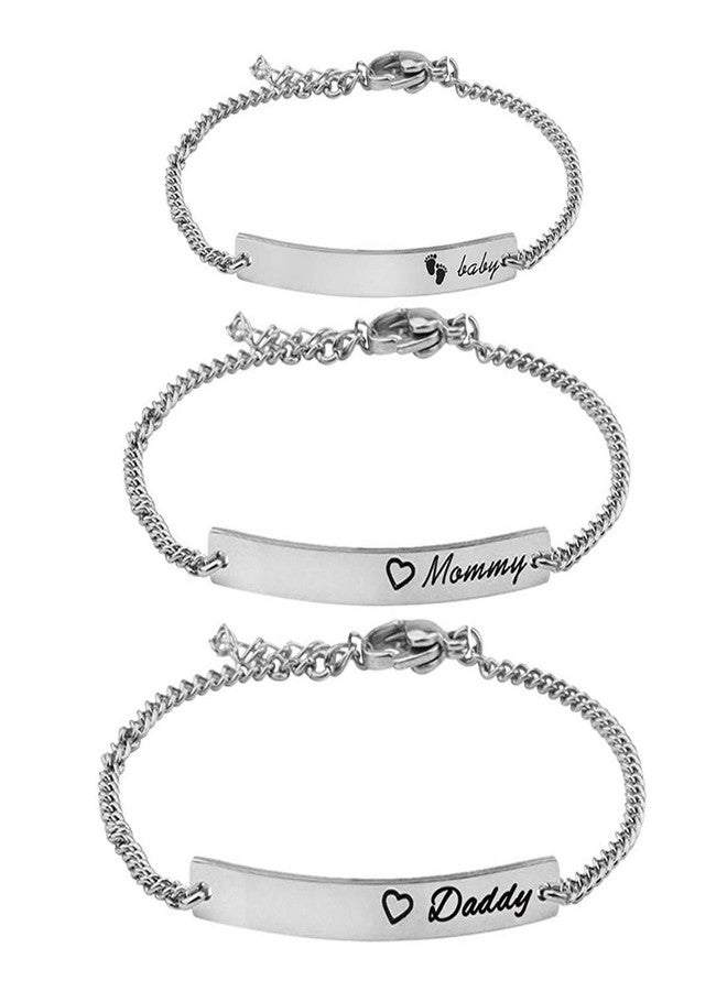 WUSUANED Sn&Daughe&Mommy Bracelet Baptism Bracelet Mom Family Bar Bracelet Set Gift for New Mom&Newborn - Image 1