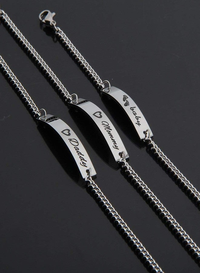 WUSUANED Sn&Daughe&Mommy Bracelet Baptism Bracelet Mom Family Bar Bracelet Set Gift for New Mom&Newborn - Image 3