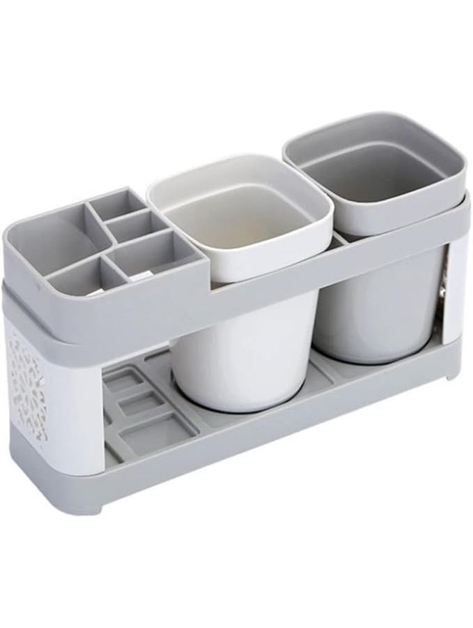 Desktop Toothbrush Holder Set With Mouthwash Cup Assorted Colors Medium Size For Couples - Image 1