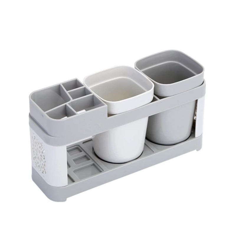 Desktop Toothbrush Holder Set With Mouthwash Cup Assorted Colors Medium Size For Couples - Image 2