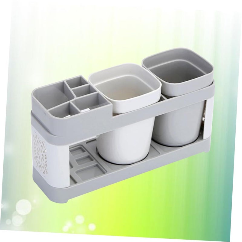Desktop Toothbrush Holder Set With Mouthwash Cup Assorted Colors Medium Size For Couples - Image 4